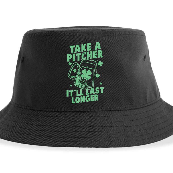 Funny St Patrick's Day Take A Pitcher It'll Last Longer Sustainable Bucket Hat