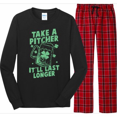 Funny St Patrick's Day Take A Pitcher It'll Last Longer Long Sleeve Pajama Set