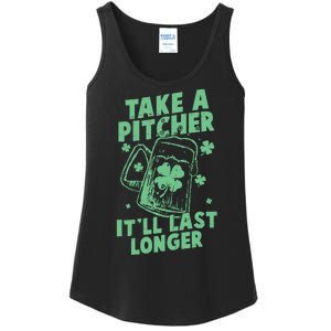 Funny St Patrick's Day Take A Pitcher It'll Last Longer Ladies Essential Tank