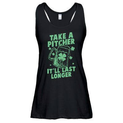 Funny St Patrick's Day Take A Pitcher It'll Last Longer Ladies Essential Flowy Tank
