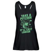 Funny St Patrick's Day Take A Pitcher It'll Last Longer Ladies Essential Flowy Tank