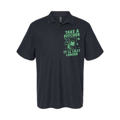 Funny St Patrick's Day Take A Pitcher It'll Last Longer Softstyle Adult Sport Polo