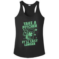 Funny St Patrick's Day Take A Pitcher It'll Last Longer Ladies PosiCharge Competitor Racerback Tank