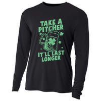Funny St Patrick's Day Take A Pitcher It'll Last Longer Cooling Performance Long Sleeve Crew