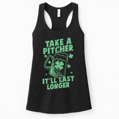 Funny St Patrick's Day Take A Pitcher It'll Last Longer Womens Tank Top