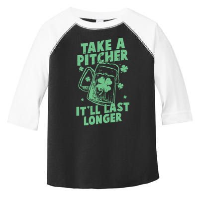 Funny St Patrick's Day Take A Pitcher It'll Last Longer Toddler Fine Jersey T-Shirt