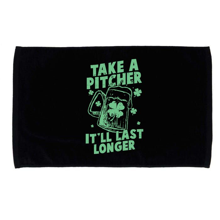 Funny St Patrick's Day Take A Pitcher It'll Last Longer Microfiber Hand Towel
