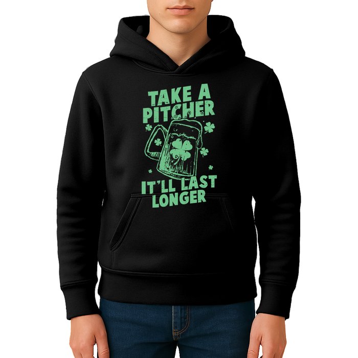 Funny St Patrick's Day Take A Pitcher It'll Last Longer Kids Hoodie