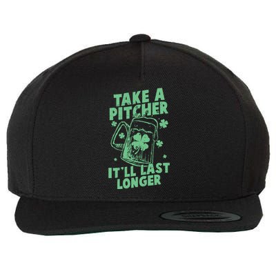 Funny St Patrick's Day Take A Pitcher It'll Last Longer Wool Snapback Cap