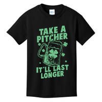 Funny St Patrick's Day Take A Pitcher It'll Last Longer Kids T-Shirt