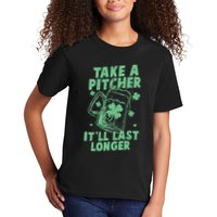 Funny St Patrick's Day Take A Pitcher It'll Last Longer Kids T-Shirt