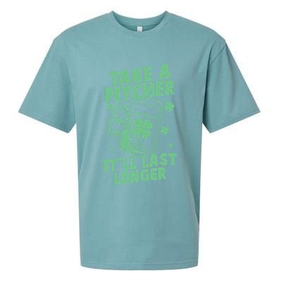 Funny St Patrick's Day Take A Pitcher It'll Last Longer Sueded Cloud Jersey T-Shirt