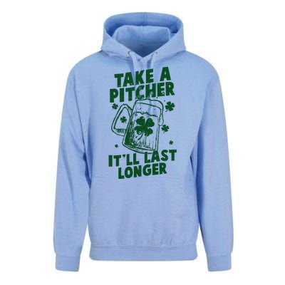 Funny St Patrick's Day Take A Pitcher It'll Last Longer Unisex Surf Hoodie