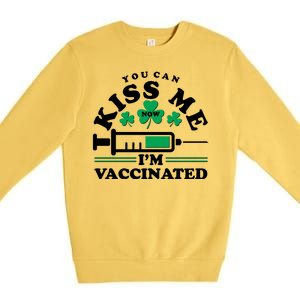 Funny St Patrick's Day You Can Kiss Me Now I'm Vaccinated Premium Crewneck Sweatshirt