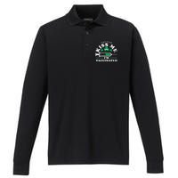 Funny St Patrick's Day You Can Kiss Me Now I'm Vaccinated Performance Long Sleeve Polo