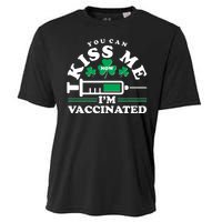 Funny St Patrick's Day You Can Kiss Me Now I'm Vaccinated Cooling Performance Crew T-Shirt