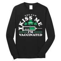 Funny St Patrick's Day You Can Kiss Me Now I'm Vaccinated Long Sleeve Shirt