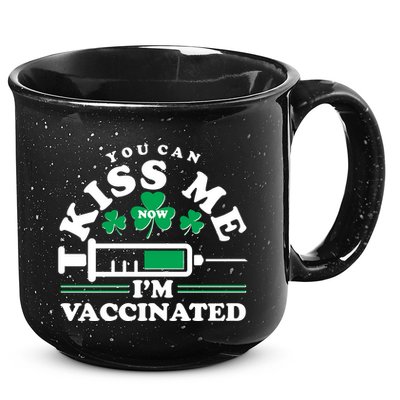 Funny St Patrick's Day You Can Kiss Me Now I'm Vaccinated 15oz Campfire Ceramic Mug
