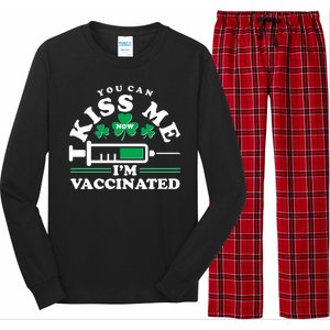 Funny St Patrick's Day You Can Kiss Me Now I'm Vaccinated Long Sleeve Pajama Set