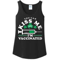 Funny St Patrick's Day You Can Kiss Me Now I'm Vaccinated Ladies Essential Tank