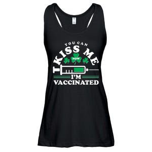 Funny St Patrick's Day You Can Kiss Me Now I'm Vaccinated Ladies Essential Flowy Tank