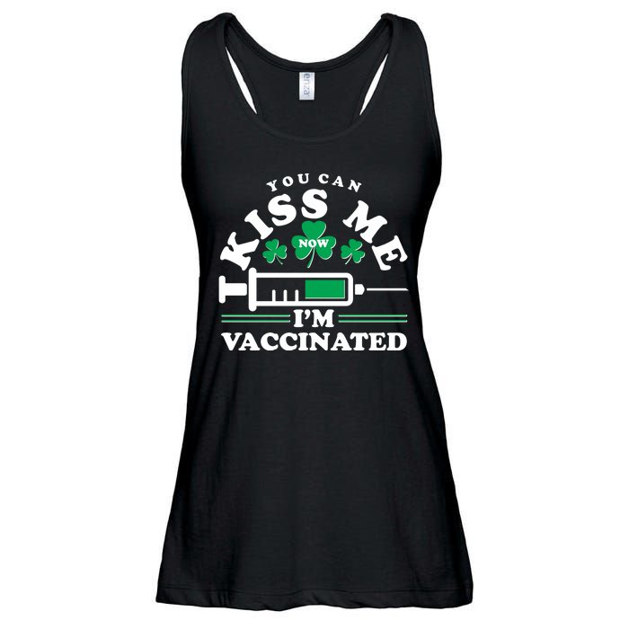 Funny St Patrick's Day You Can Kiss Me Now I'm Vaccinated Ladies Essential Flowy Tank