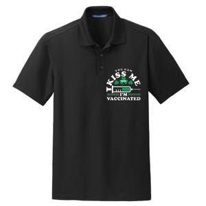 Funny St Patrick's Day You Can Kiss Me Now I'm Vaccinated Dry Zone Grid Polo