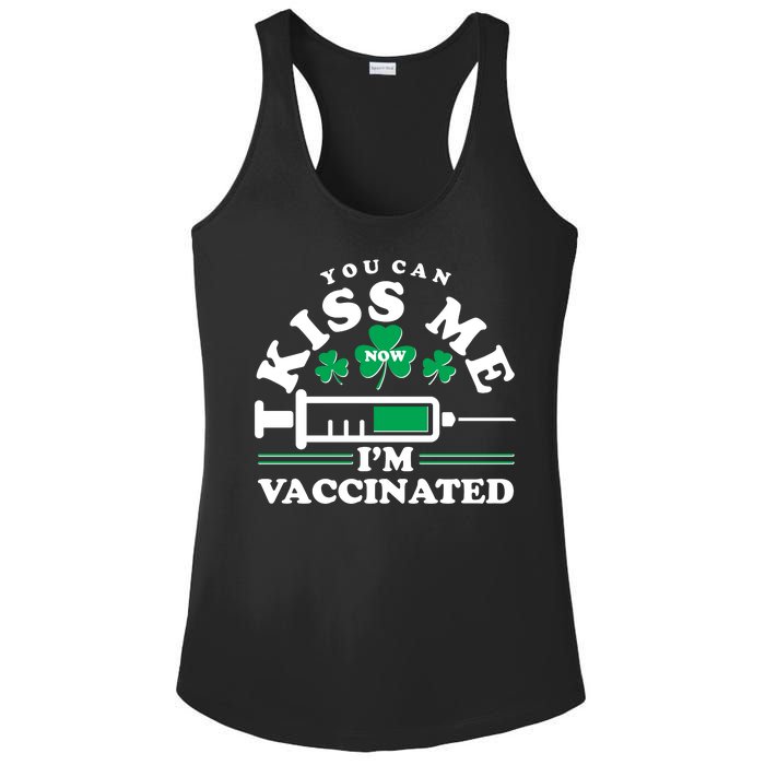 Funny St Patrick's Day You Can Kiss Me Now I'm Vaccinated Ladies PosiCharge Competitor Racerback Tank