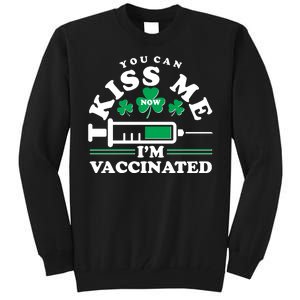 Funny St Patrick's Day You Can Kiss Me Now I'm Vaccinated Tall Sweatshirt