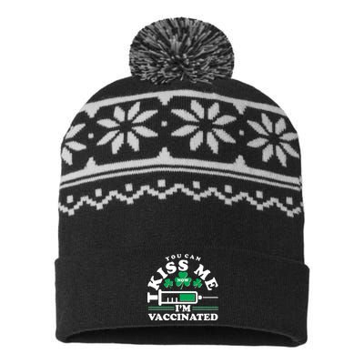 Funny St Patrick's Day You Can Kiss Me Now I'm Vaccinated USA-Made Snowflake Beanie