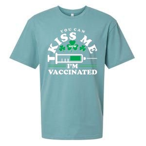 Funny St Patrick's Day You Can Kiss Me Now I'm Vaccinated Sueded Cloud Jersey T-Shirt