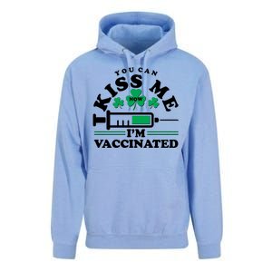 Funny St Patrick's Day You Can Kiss Me Now I'm Vaccinated Unisex Surf Hoodie