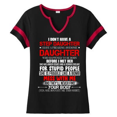 Funny Step Daughter Design For Dads And Moms Ladies Halftime Notch Neck Tee