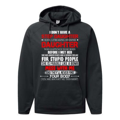 Funny Step Daughter Design For Dads And Moms Performance Fleece Hoodie