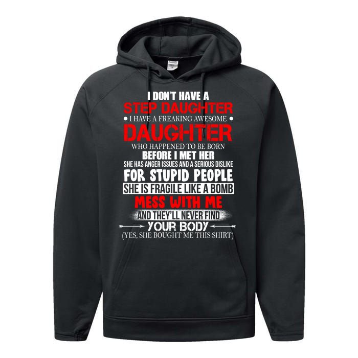 Funny Step Daughter Design For Dads And Moms Performance Fleece Hoodie