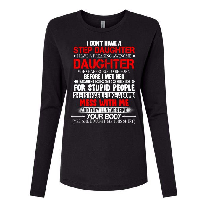 Funny Step Daughter Design For Dads And Moms Womens Cotton Relaxed Long Sleeve T-Shirt