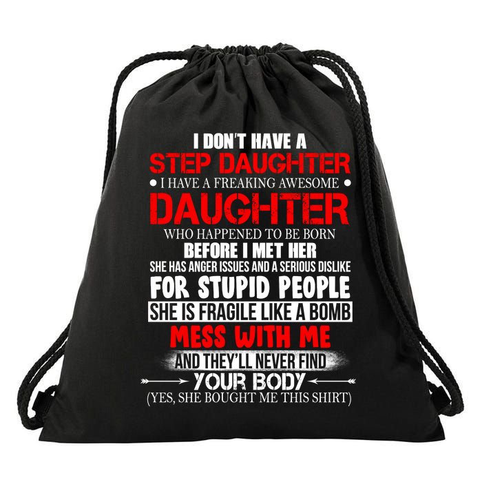 Funny Step Daughter Design For Dads And Moms Drawstring Bag