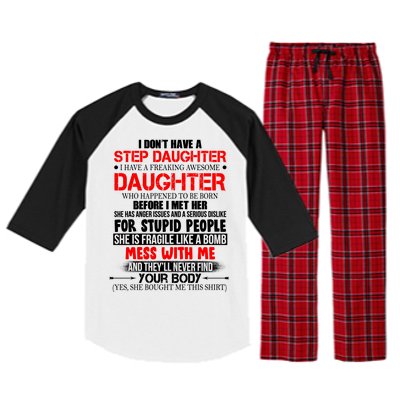 Funny Step Daughter Design For Dads And Moms Raglan Sleeve Pajama Set