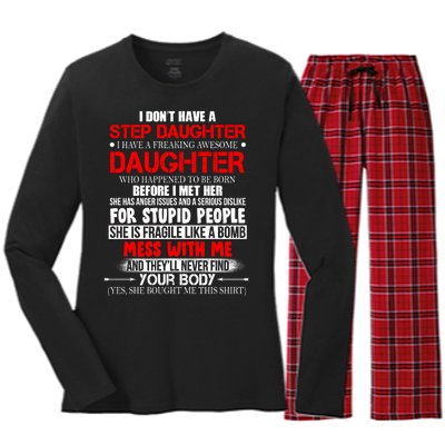 Funny Step Daughter Design For Dads And Moms Women's Long Sleeve Flannel Pajama Set 