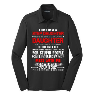 Funny Step Daughter Design For Dads And Moms Silk Touch Performance Long Sleeve Polo