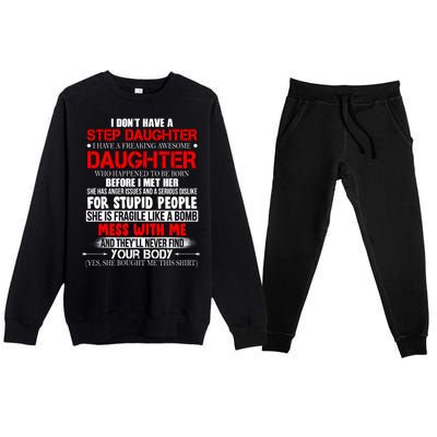 Funny Step Daughter Design For Dads And Moms Premium Crewneck Sweatsuit Set