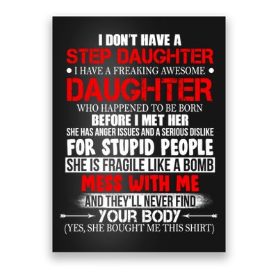 Funny Step Daughter Design For Dads And Moms Poster