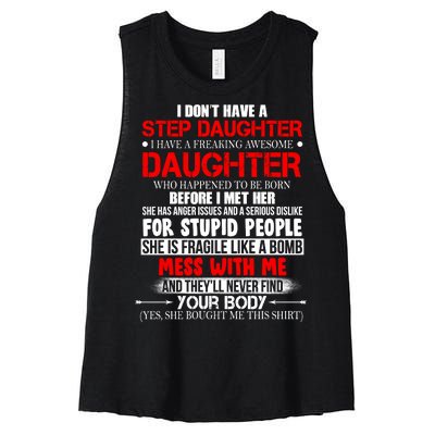 Funny Step Daughter Design For Dads And Moms Women's Racerback Cropped Tank