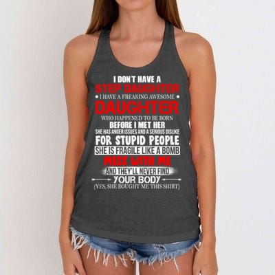 Funny Step Daughter Design For Dads And Moms Women's Knotted Racerback Tank