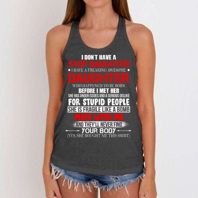 Funny Step Daughter Design For Dads And Moms Women's Knotted Racerback Tank