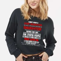 Funny Step Daughter Design For Dads And Moms Cropped Pullover Crew
