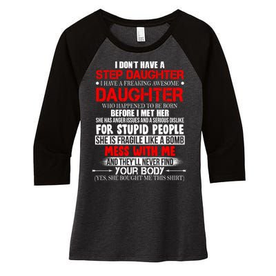 Funny Step Daughter Design For Dads And Moms Women's Tri-Blend 3/4-Sleeve Raglan Shirt