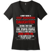 Funny Step Daughter Design For Dads And Moms Women's V-Neck T-Shirt