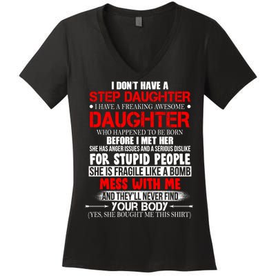 Funny Step Daughter Design For Dads And Moms Women's V-Neck T-Shirt