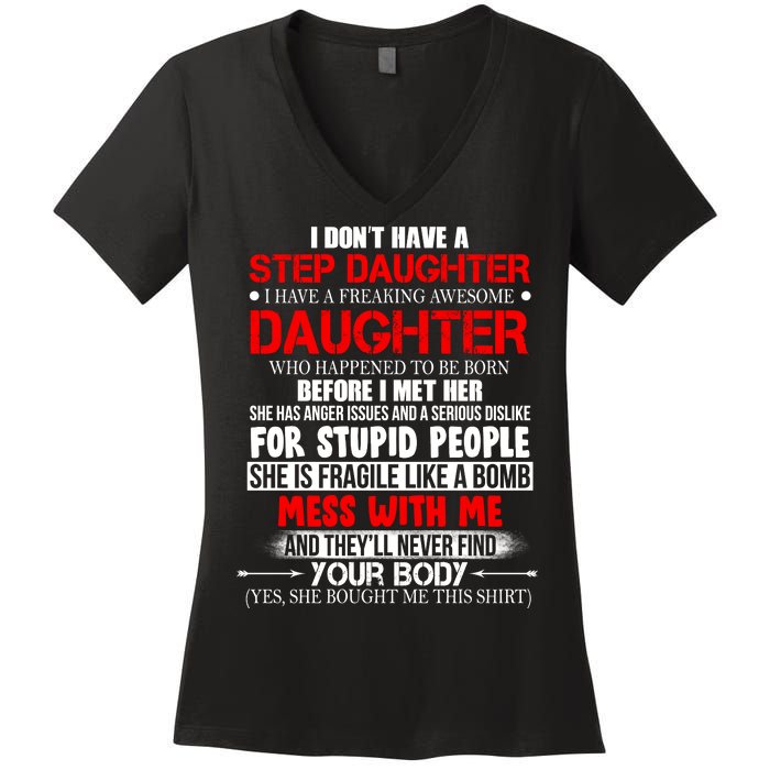 Funny Step Daughter Design For Dads And Moms Women's V-Neck T-Shirt